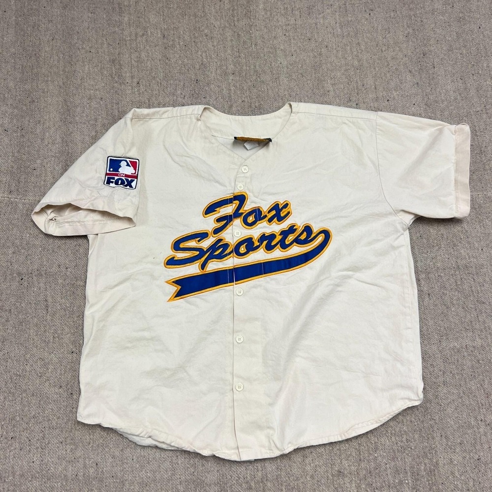 Vintage Fox News Sports Baseball Jersey Mens XL White 1990s